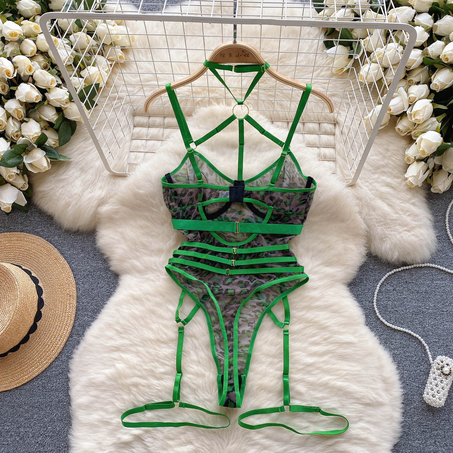 Summer Clothing Vintage - Женские сетчатые винтажные боди на бретелях,