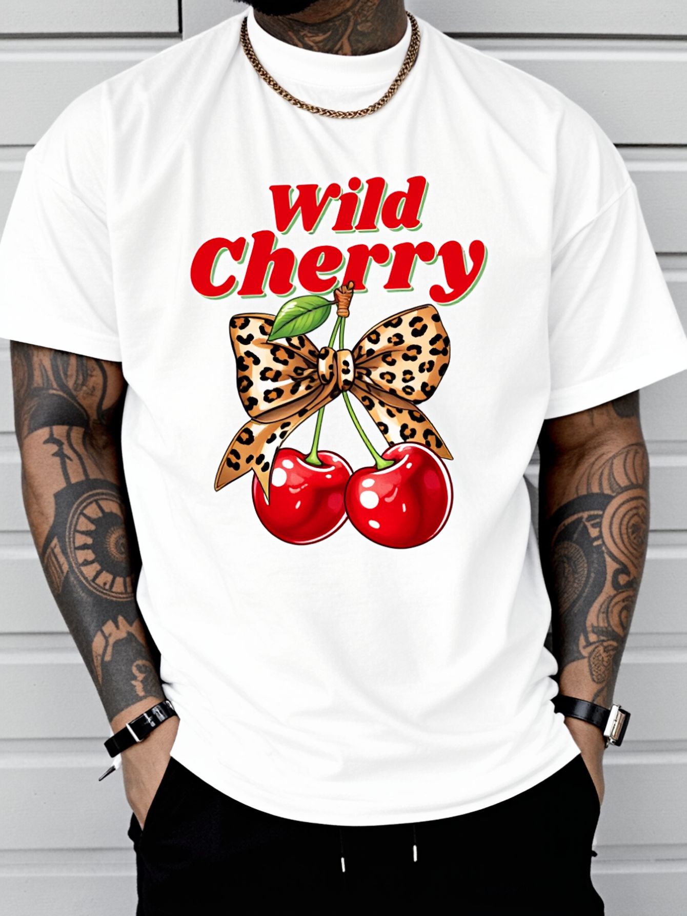 Summer Vibes Clothing Men - Футболка с принтом Cherry Lover Leopard