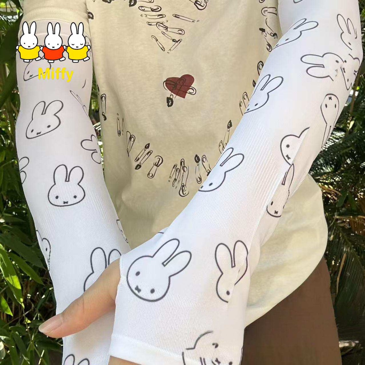 Summer Away Clothing - Солнцезащитные рукава Kawaii Miffy: свободные, длинные,