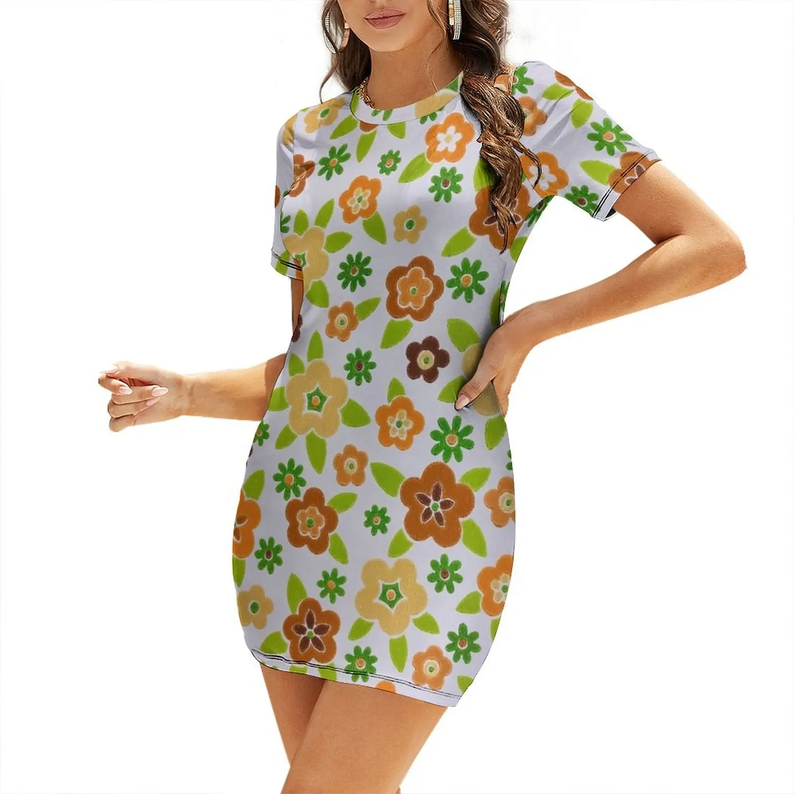Summer Clothing Online - Платье с коротким рукавом и цветочным