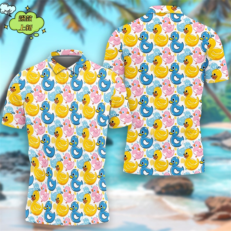 Yellow Summer Clothing - Cute Yellow Duck 3D Printing Polo