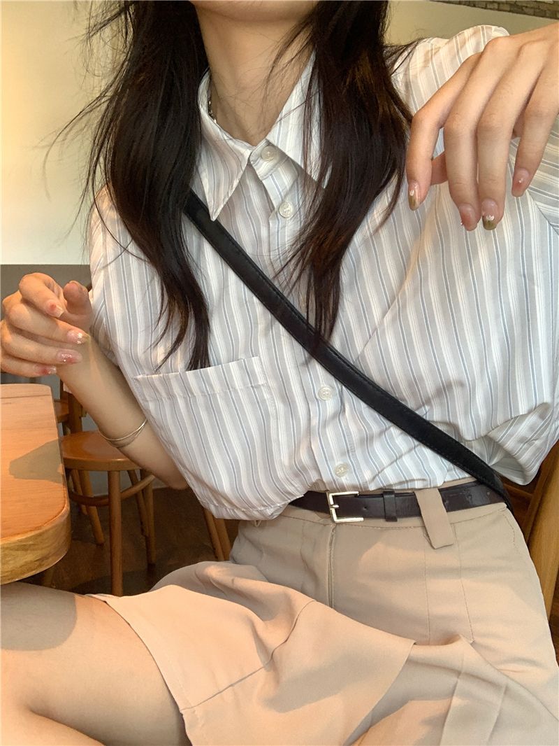 Crop Blouse Linen - Рубашки женские, смесь бамбука и льна,