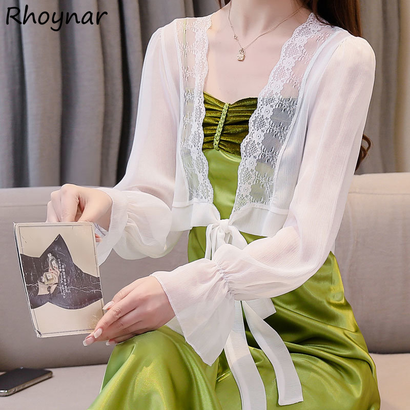 Crop Blouse Linen - Милые блузки женские с расклешенными рукавами