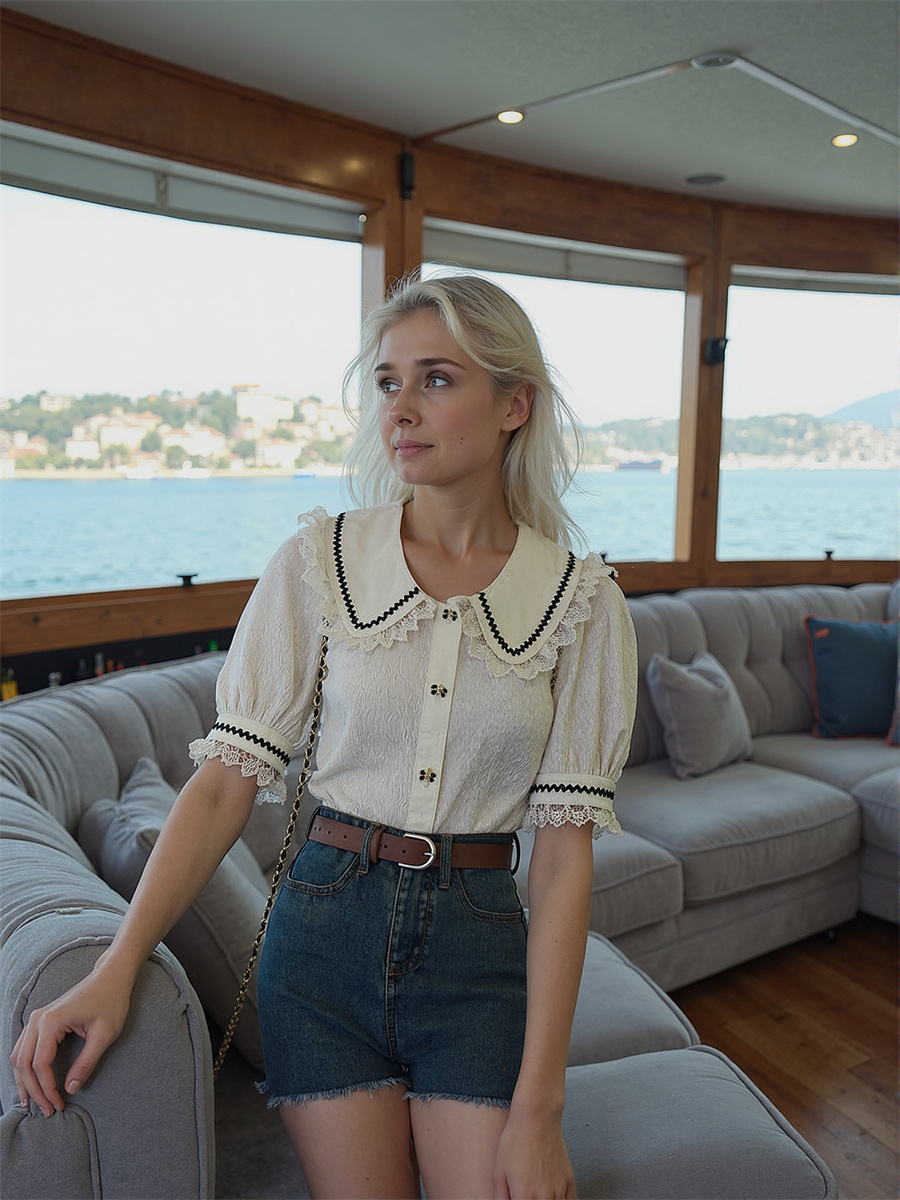 Милые кружевные рубашки, блузк – обзор и цена Crop Blouse Linen