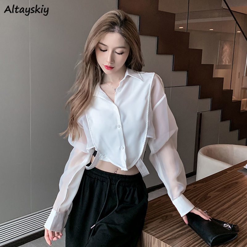 Женские рубашки в стиле ретро, – обзор и цена Crop Blouse Linen
