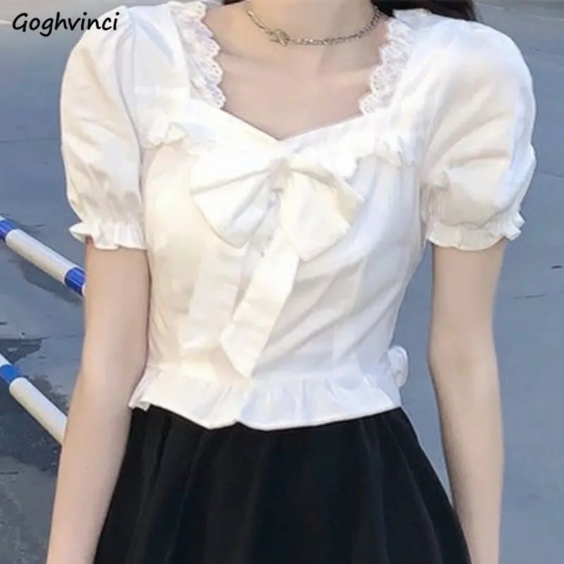 White Blouses Women Bow Design – обзор и цена Crop Blouse Linen