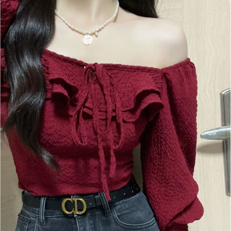 Красные блузки на шнуровке, по – обзор и цена Crop Blouse Linen