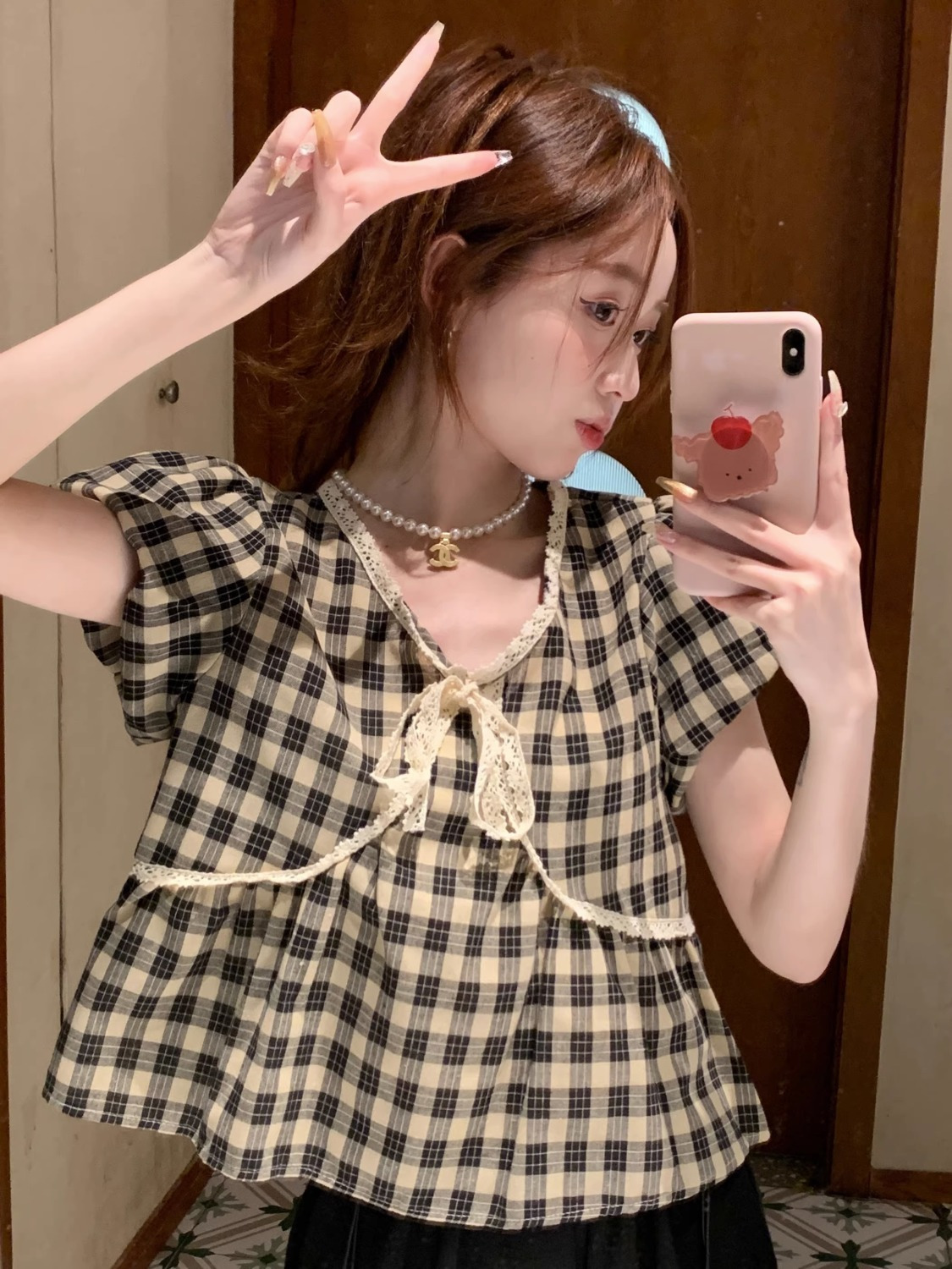 Блузки женские клетчатые винта – обзор и цена Crop Blouse Linen