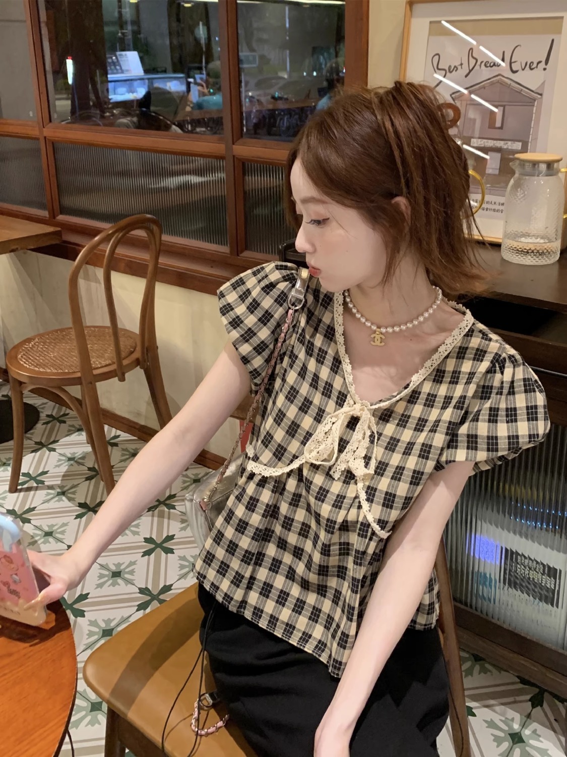 Блузки женские клетчатые винта – обзор и цена Crop Blouse Linen
