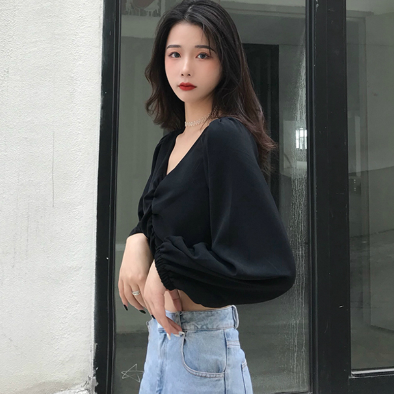 Блузки женские с v-образным вы – обзор и цена Crop Blouse Linen