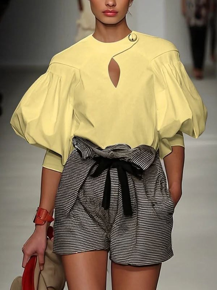 Женская блузка Yeezzi с круглы – обзор и цена Yellow Summer Clothing