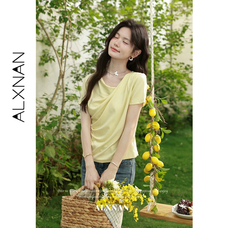 Женская желтая футболка ALXNAN – обзор и цена Yellow Summer Clothing