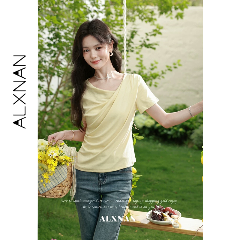 Женская желтая футболка ALXNAN – обзор и цена Yellow Summer Clothing